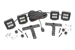 Quad LED Light Kit | Cowl Mount | 2" Black Pairs | Spot | Jeep Gladiator JT/Wrangler JL (18-24)